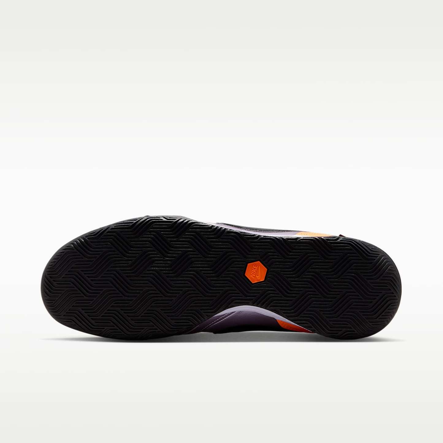 Nike Tiempo Streetgato PRM Heritage Low-Top-Fußballschuh für Hallen- und Hartplätze – Bleached Lilac/Total Orange/Schwarz
