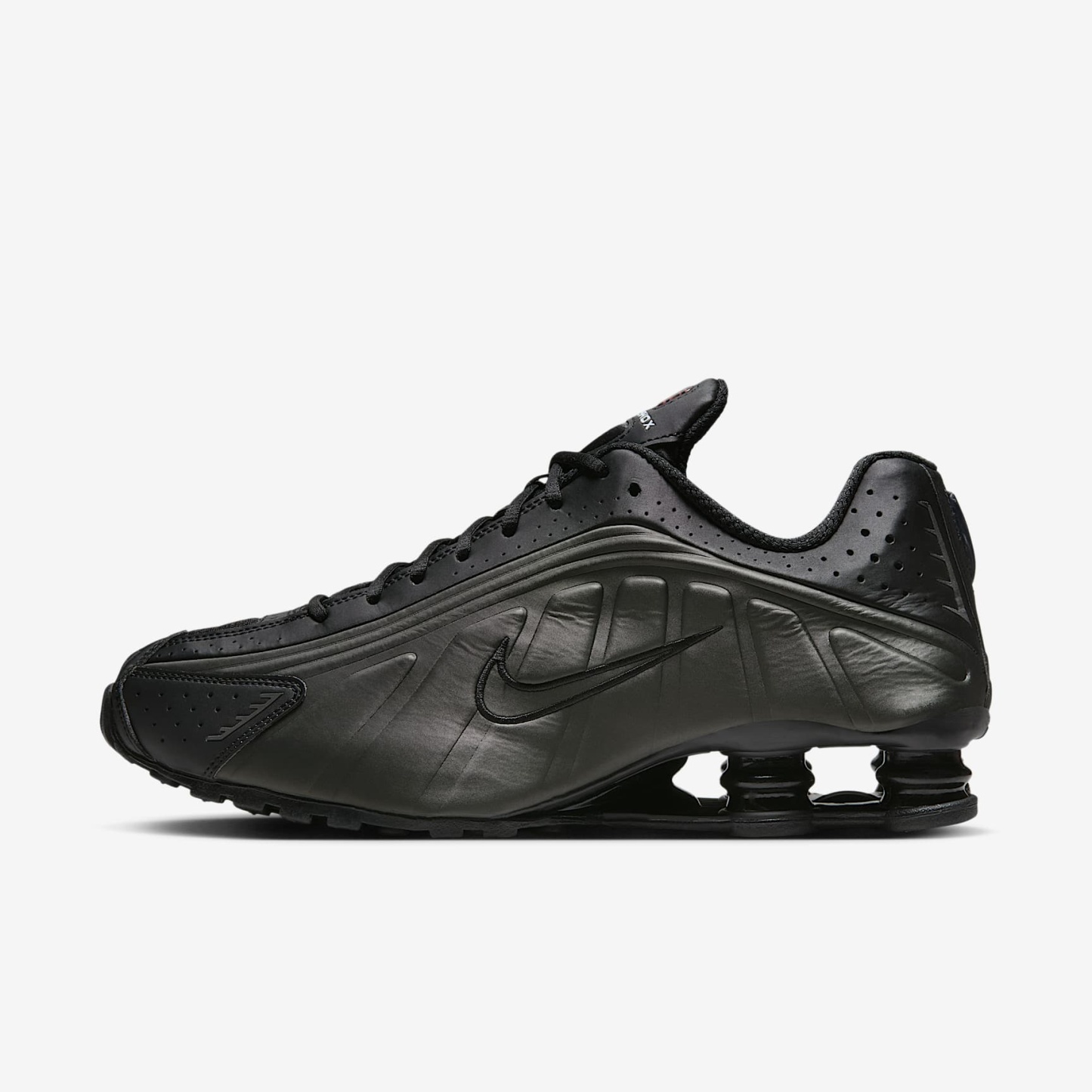 Nike Shox R4 Schuh (Herren) – Schwarz/Schwarz/Bright Crimson/Schwarz