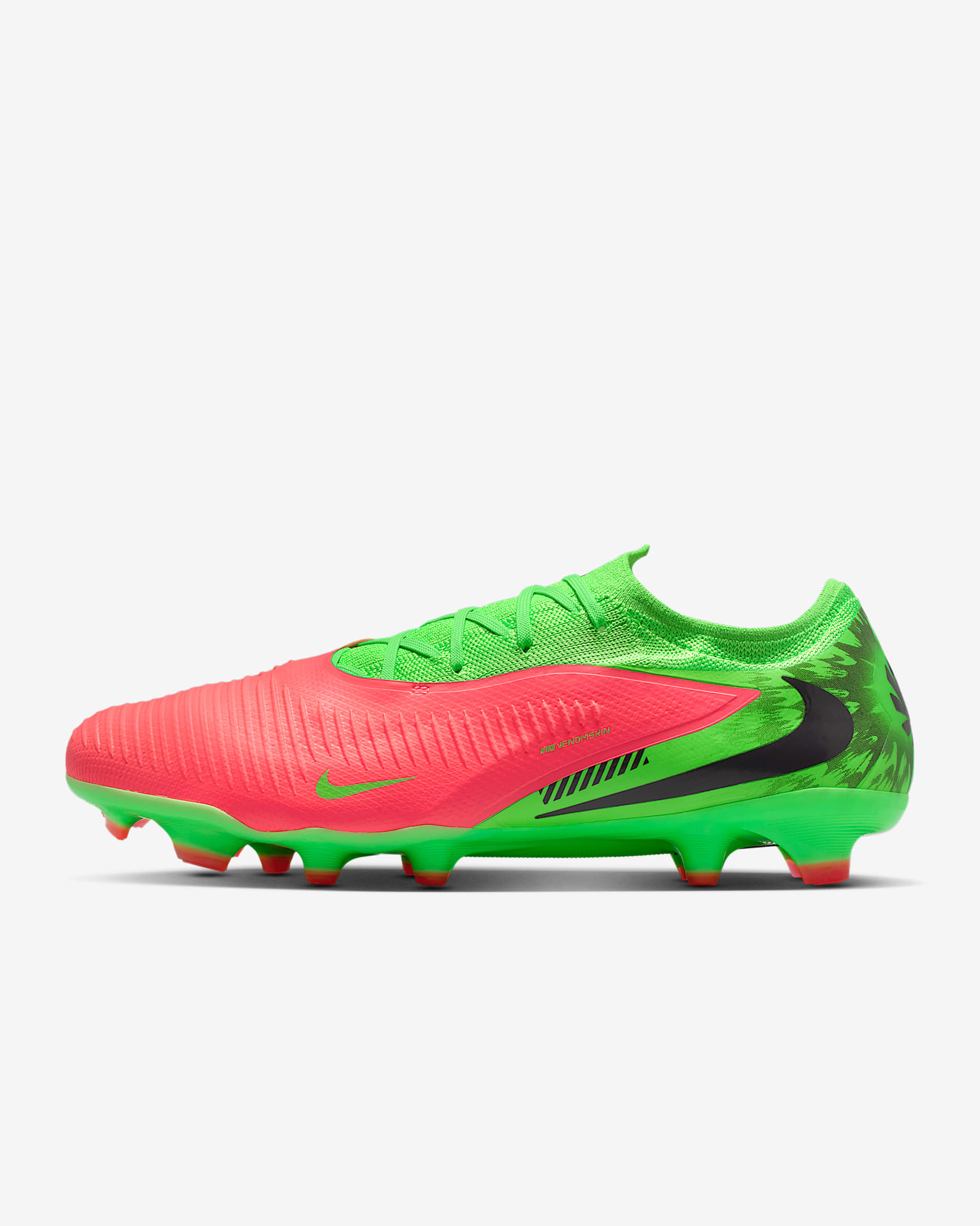 Nike Phantom 6 Low Pro "Erling Haaland" Fußballschuh für normalen Rasen – Hot Punch/Green Strike/Schwarz