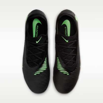 Nike Phantom 6 Low Pro Fußballschuh für normalen Rasen – Schwarz/Schwarz/Illusion Green