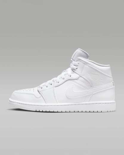 Air Jordan 1 Mid Schuh (Herren) – Weiß/Weiß/Weiß