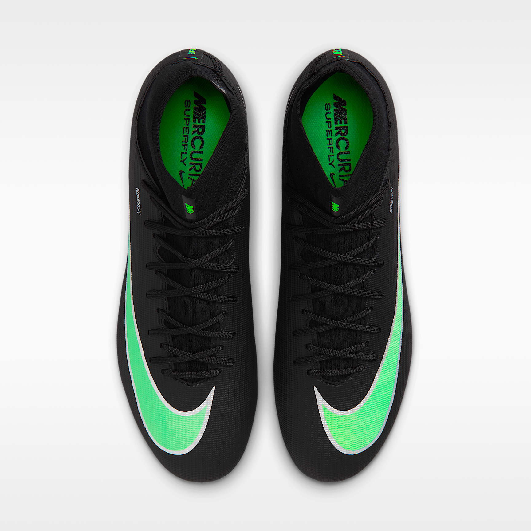 Nike Mercurial Superfly 11 Academy High-Top-Fußballschuh für weichen Rasen – Schwarz/Schwarz/Illusion Green