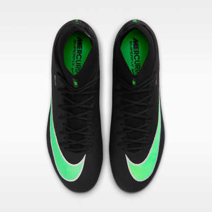 Nike Mercurial Superfly 11 Academy High-Top-Fußballschuh für weichen Rasen – Schwarz/Schwarz/Illusion Green