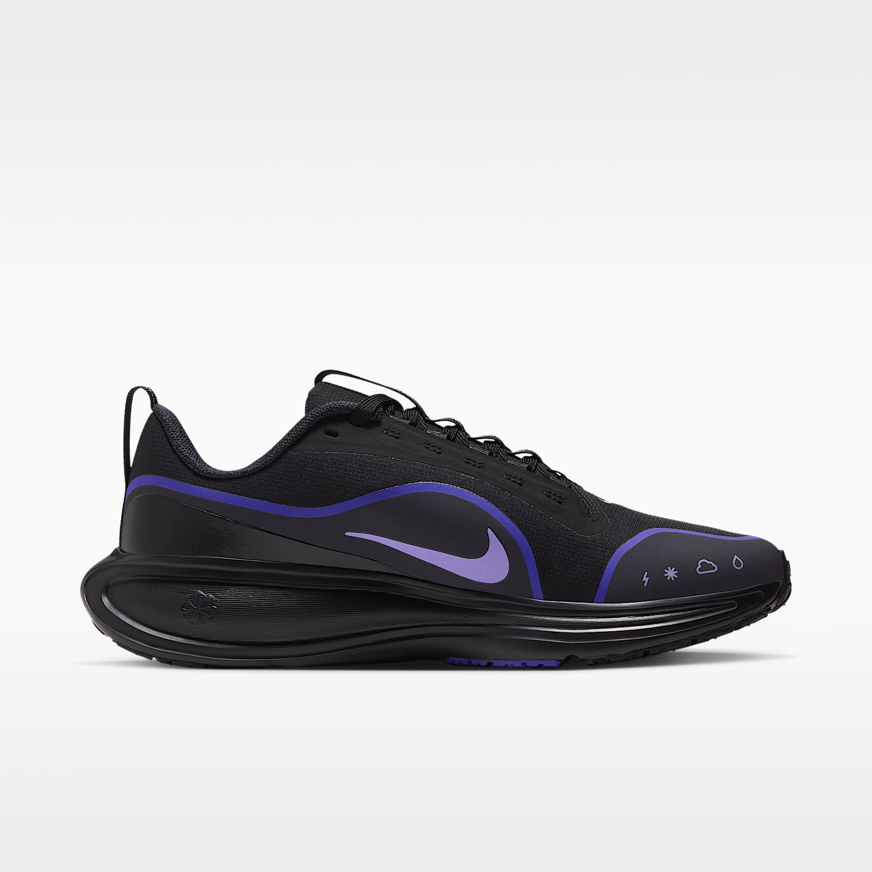 Nike Revolution 8 Utility Straßenlaufschuh (Damen) – Schwarz/Persian Violet/Gridiron/Purple Pulse