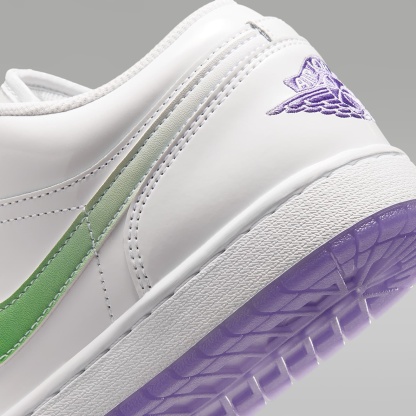 Air Jordan 1 Low SE Quai 54 Herrenschuh – Weiß/Key Lime/Action Grape