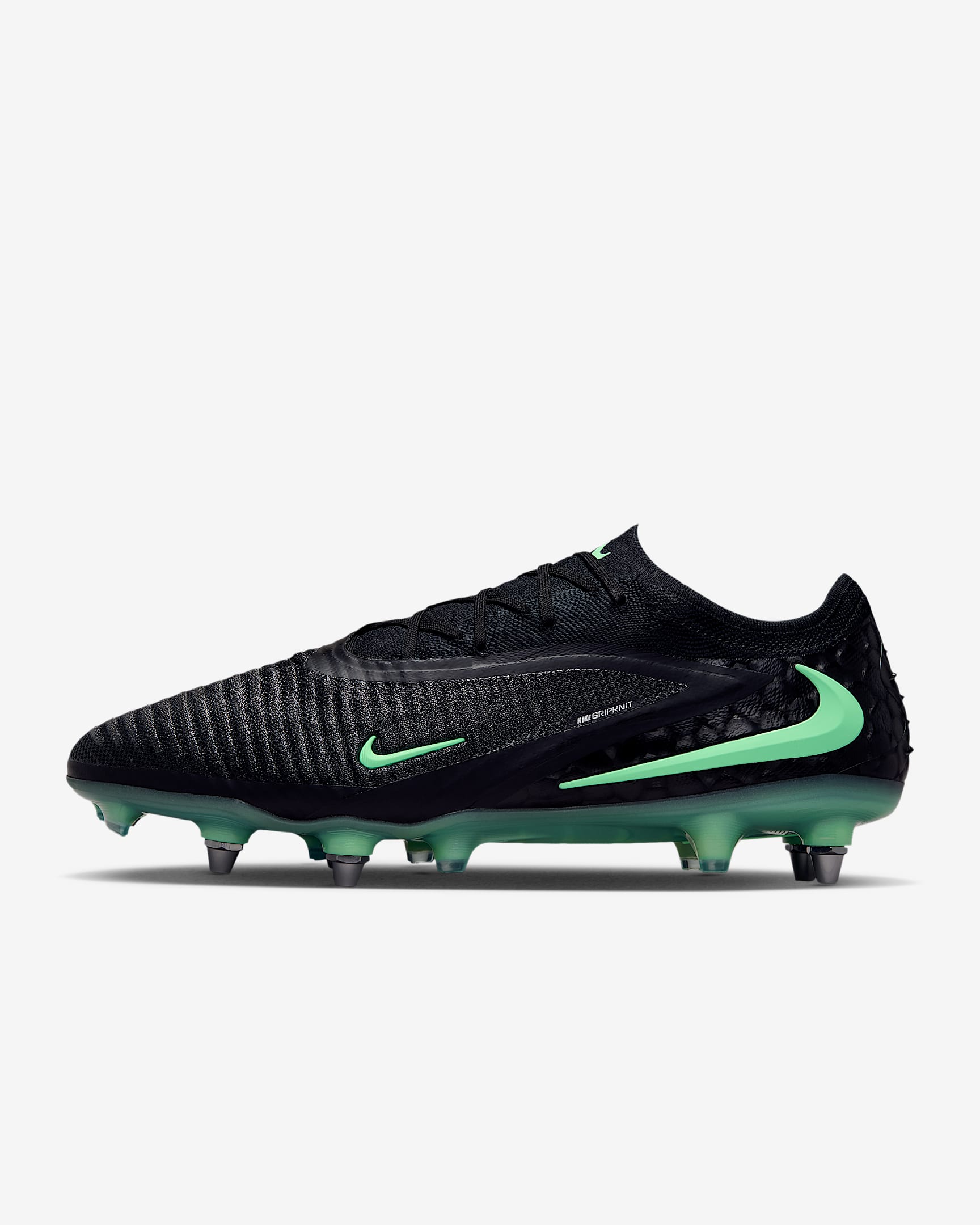 Nike Phantom 6 Low Elite Fußballschuh für weichen Rasen – Schwarz/Schwarz/Illusion Green