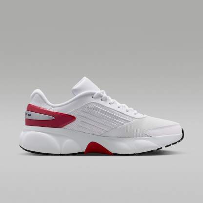 Jordan Trunner Flow Schuhe (Herren) – Weiß/Gym Red/Metallic Silver/Schwarz