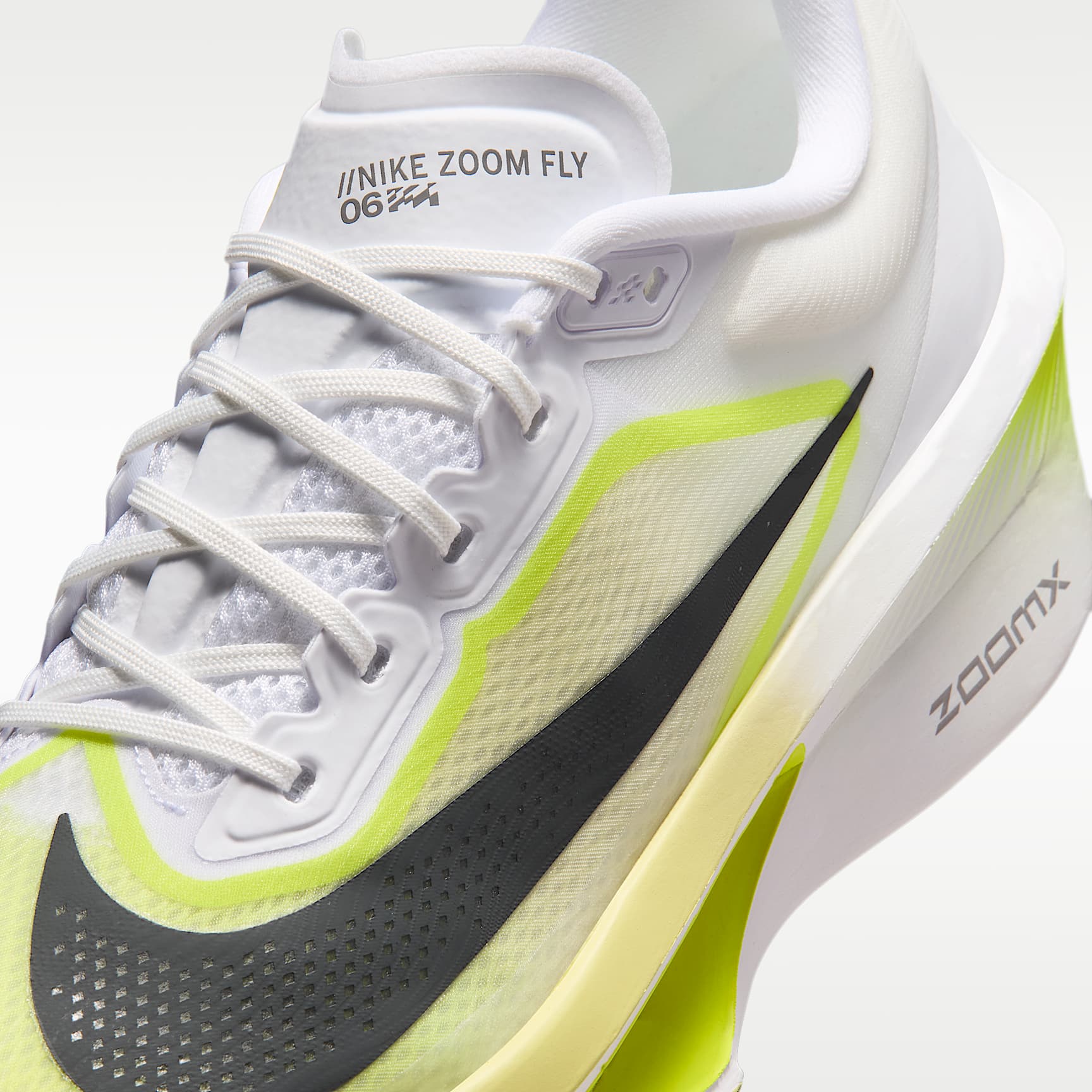 Nike Zoom Fly 6 Straßenlaufschuh für Wettkämpfe (Herren) – Weiß/Lemon Venom/Lemon Chiffon/Anthracite