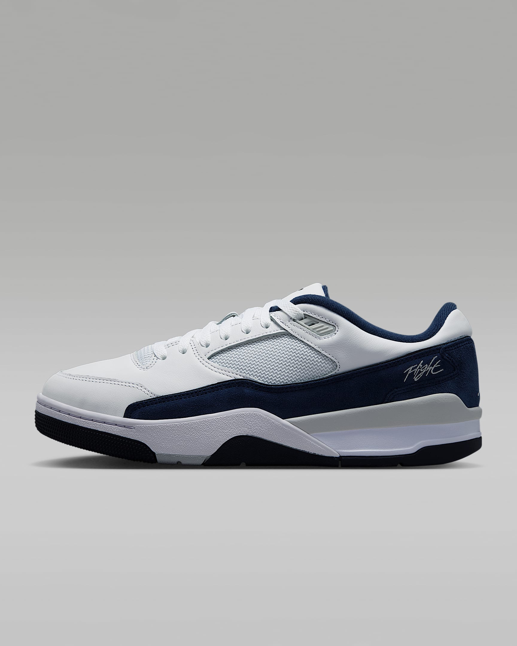 Jordan Flight Court Schuh (Herren) – Weiß/Light Smoke Grey/Obsidian/College Navy