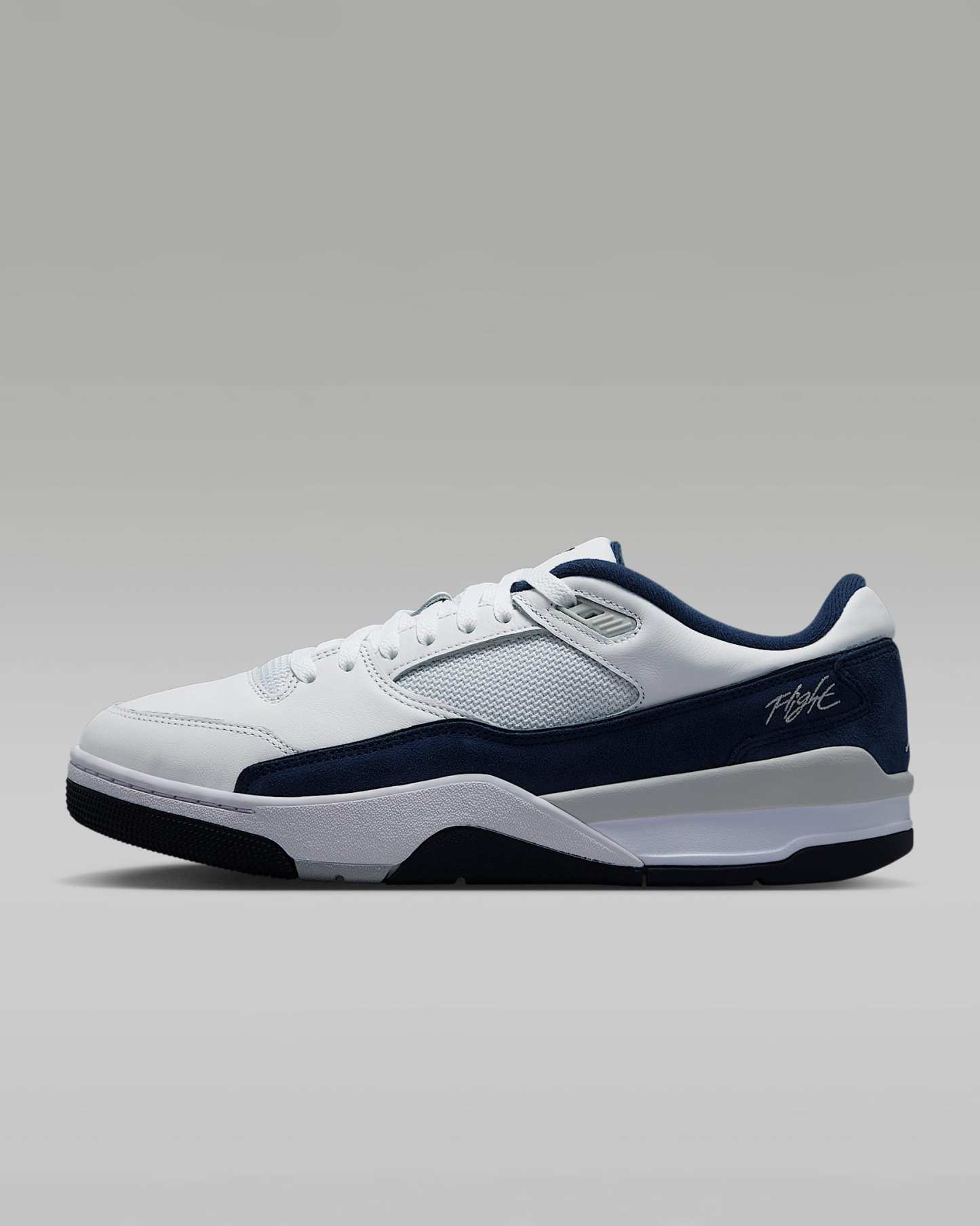 Jordan Flight Court Schuh (Herren) – Weiß/Light Smoke Grey/Obsidian/College Navy