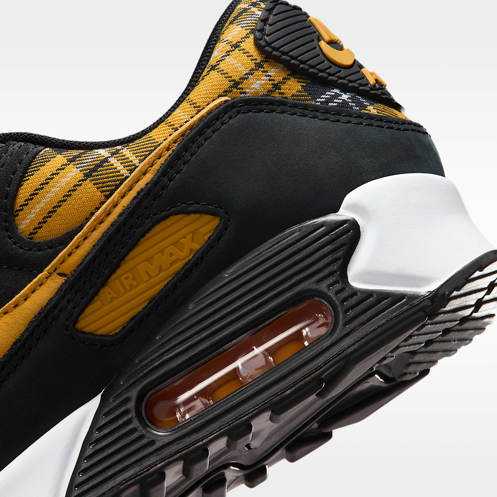 Nike Air Max 90 "Plaid" Schuh (Damen) – Schwarz/Weiß/Yellow Ochre