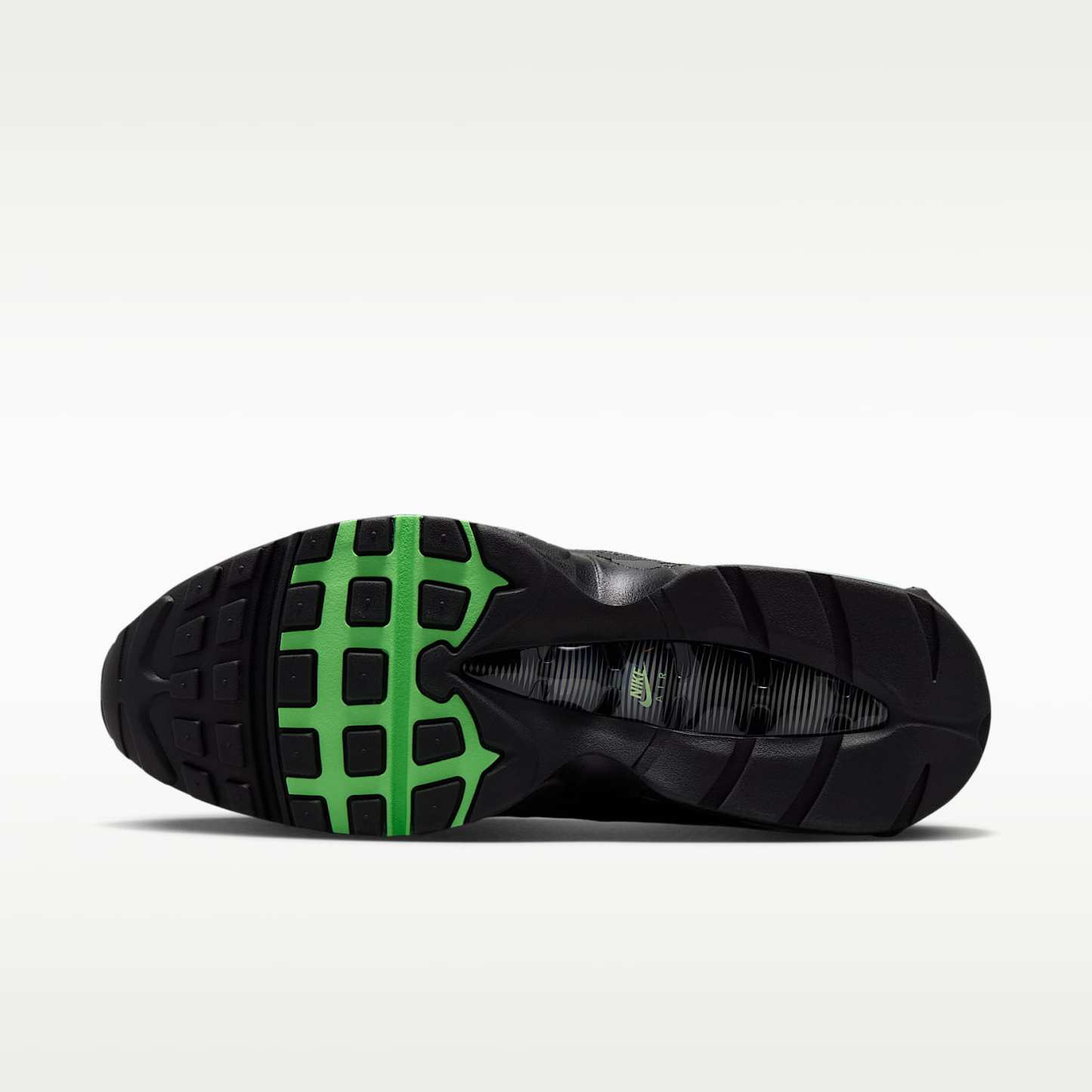 Nike Air Max 95 Big Bubble Tech Schuh (Herren) – Iron Grey/Schwarz/Metallic Silver/Illusion Green