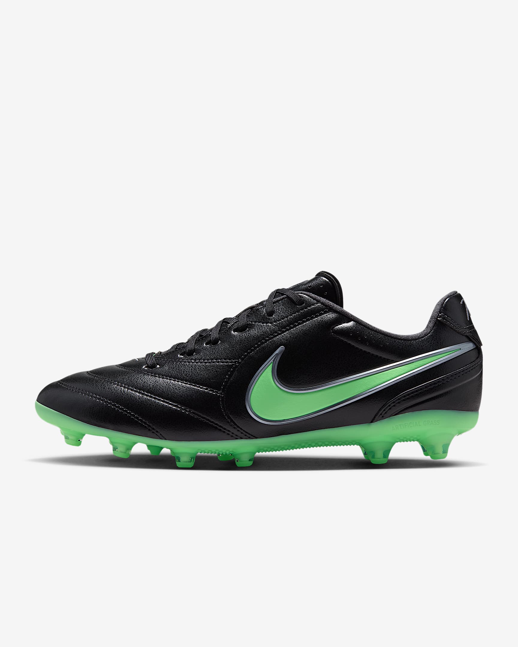 Nike Tiempo Ligera Pro Low-Top-Fußballschuh für Kunstrasen – Schwarz/Schwarz/Illusion Green