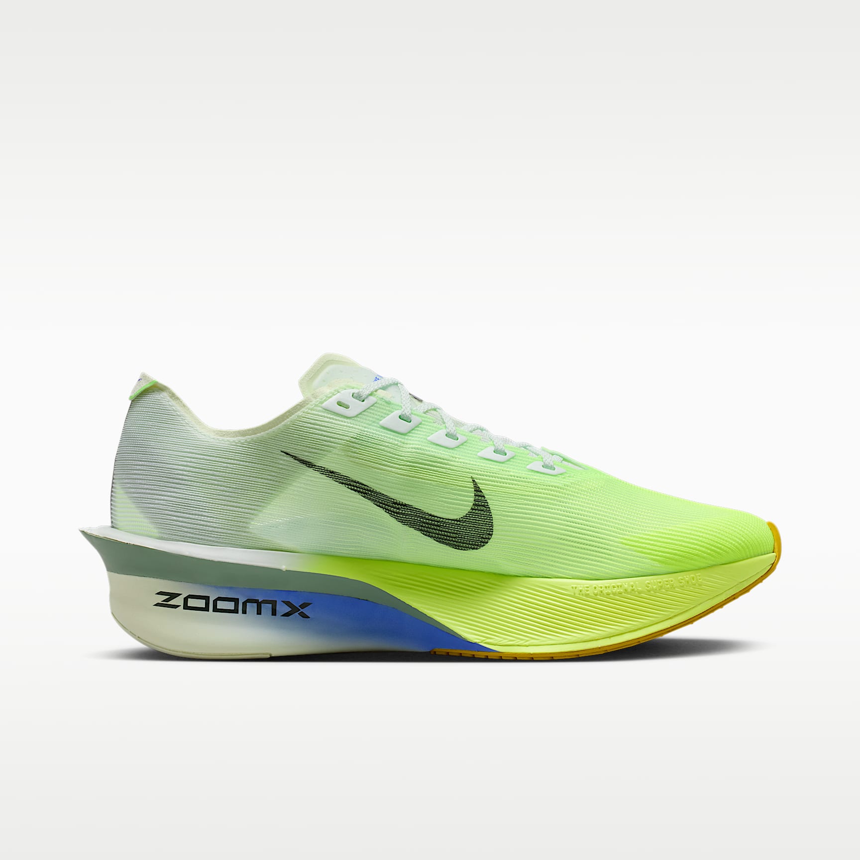 Nike Vaporfly 4 Straßenlaufschuh für Wettkämpfe (Herren) – Barely Green/Volt Tint/Sapphire/Black Spruce