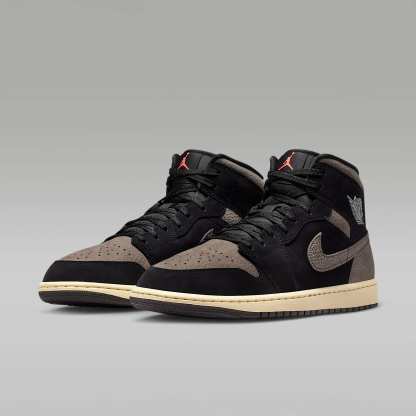 Air Jordan 1 Mid SE Schuh (Herren) – Schwarz/Light Wild Mango/Olive Grey
