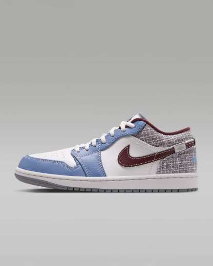 Air Jordan 1 Low Damenschuh – Summit White/Summit White/Work Blue/Light Boulder