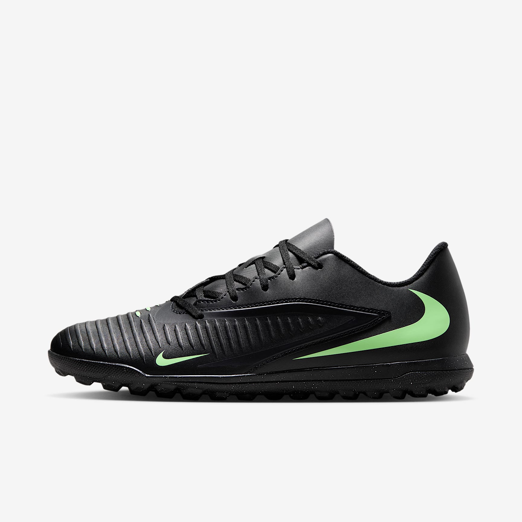 Nike Phantom 6 Low Club Fußballschuh für Turf – Schwarz/Schwarz/Illusion Green