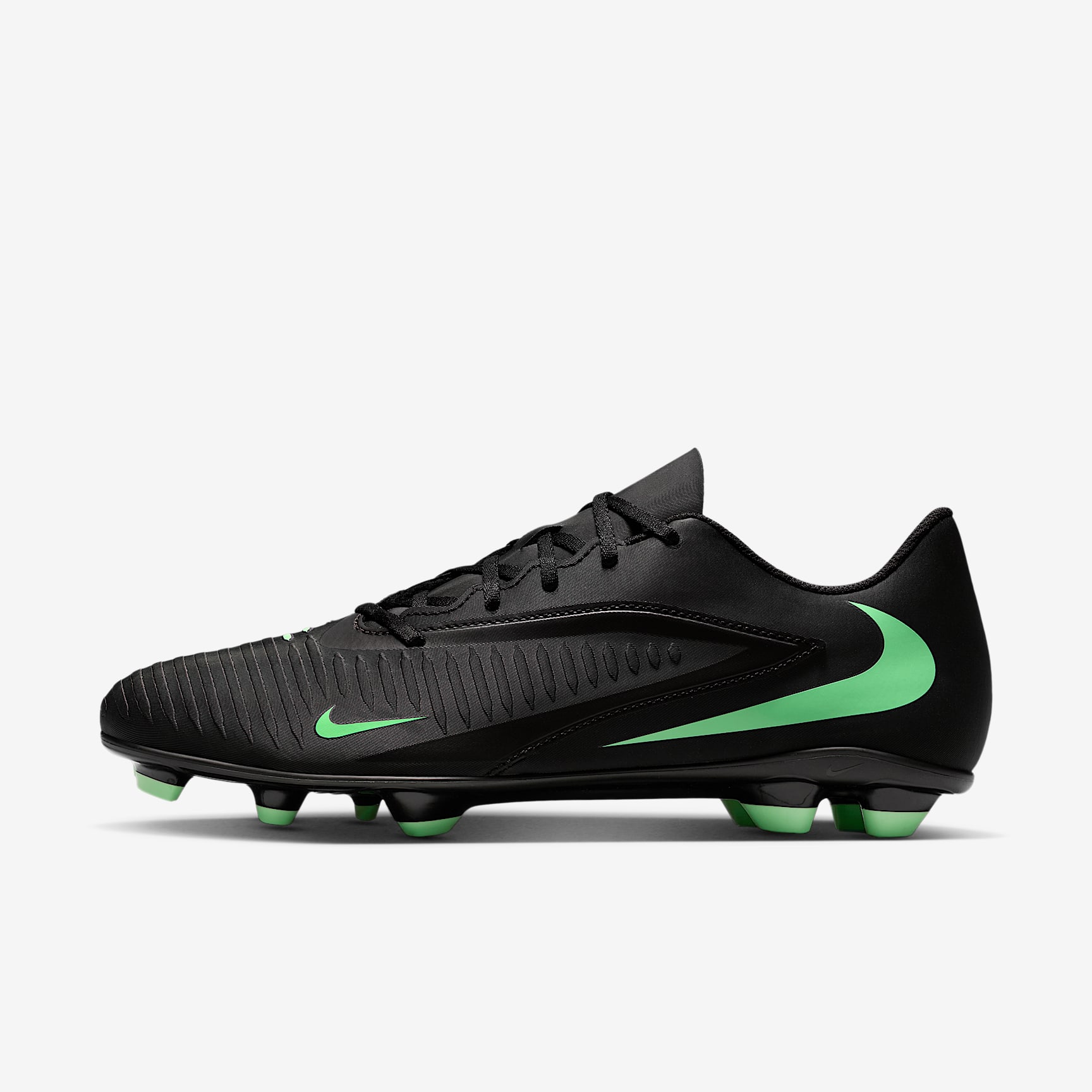 Nike Phantom 6 Low Club Fußballschuh für verschiedene Böden – Schwarz/Schwarz/Illusion Green