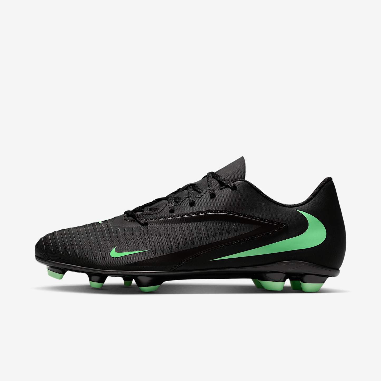 Nike Phantom 6 Low Club Fußballschuh für verschiedene Böden – Schwarz/Schwarz/Illusion Green