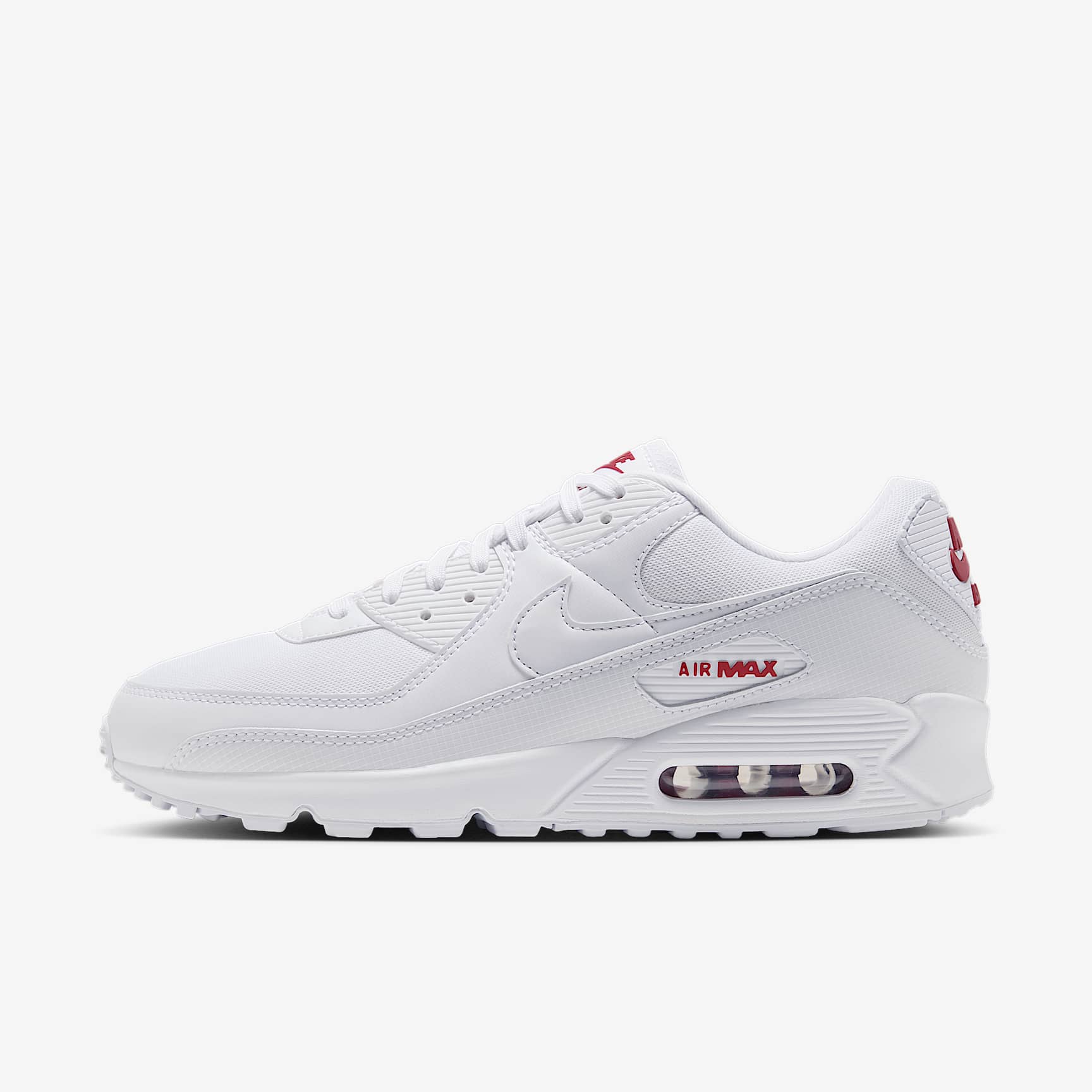 Nike Air Max 90 Schuh (Herren) – Weiß/Tough Red/Weiß