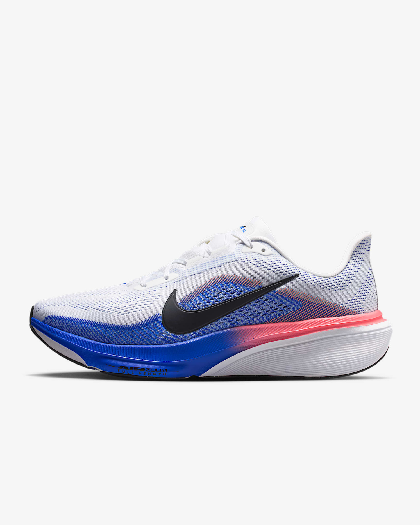 Nike Pegasus 42 Straßenlaufschuh (Herren) – Weiß/Racer Blue/Atomic Pink/Schwarz