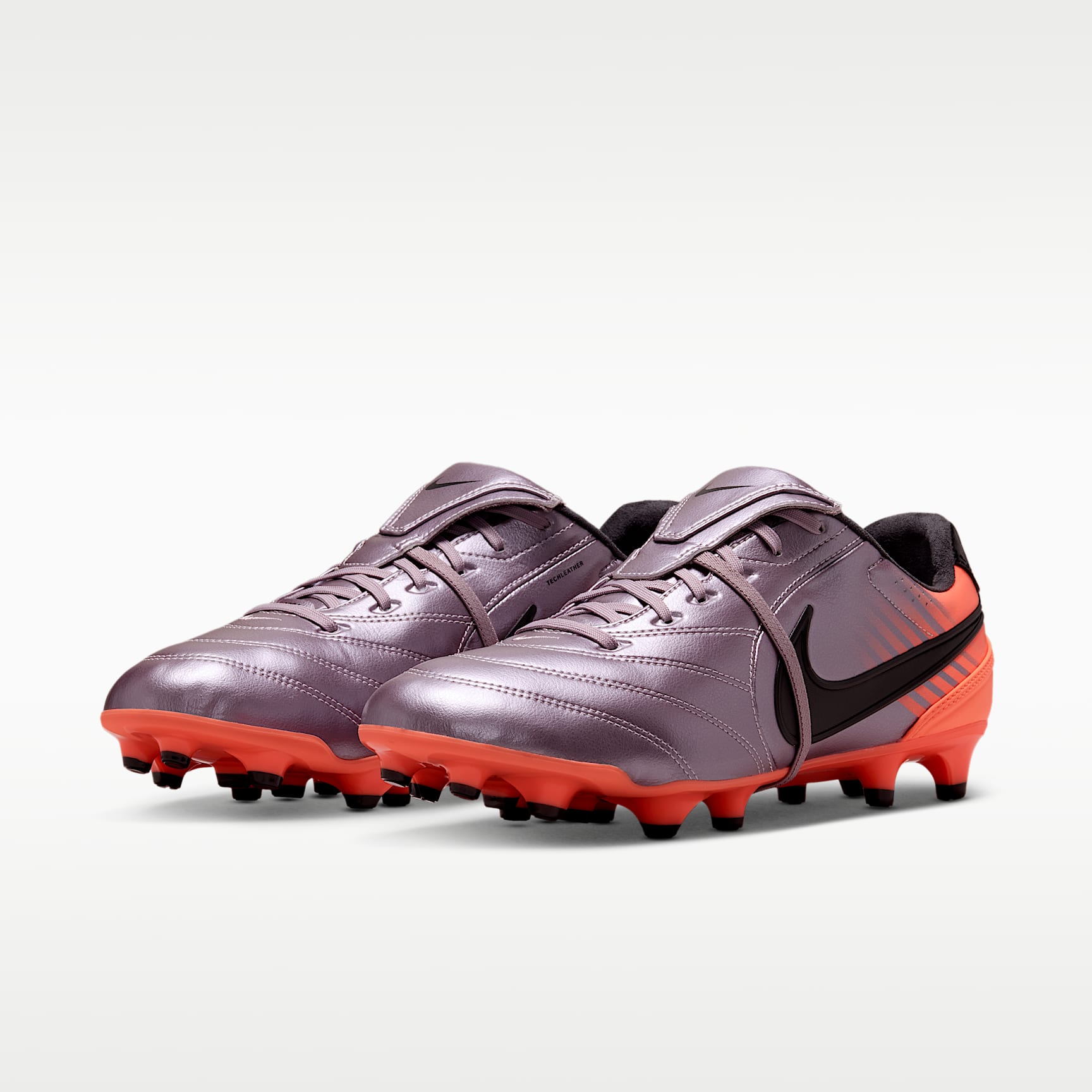 Nike Tiempo Ligera Pro Low-Top-Fußballschuh für normalen Rasen – Bleached Lilac/Total Orange/Schwarz