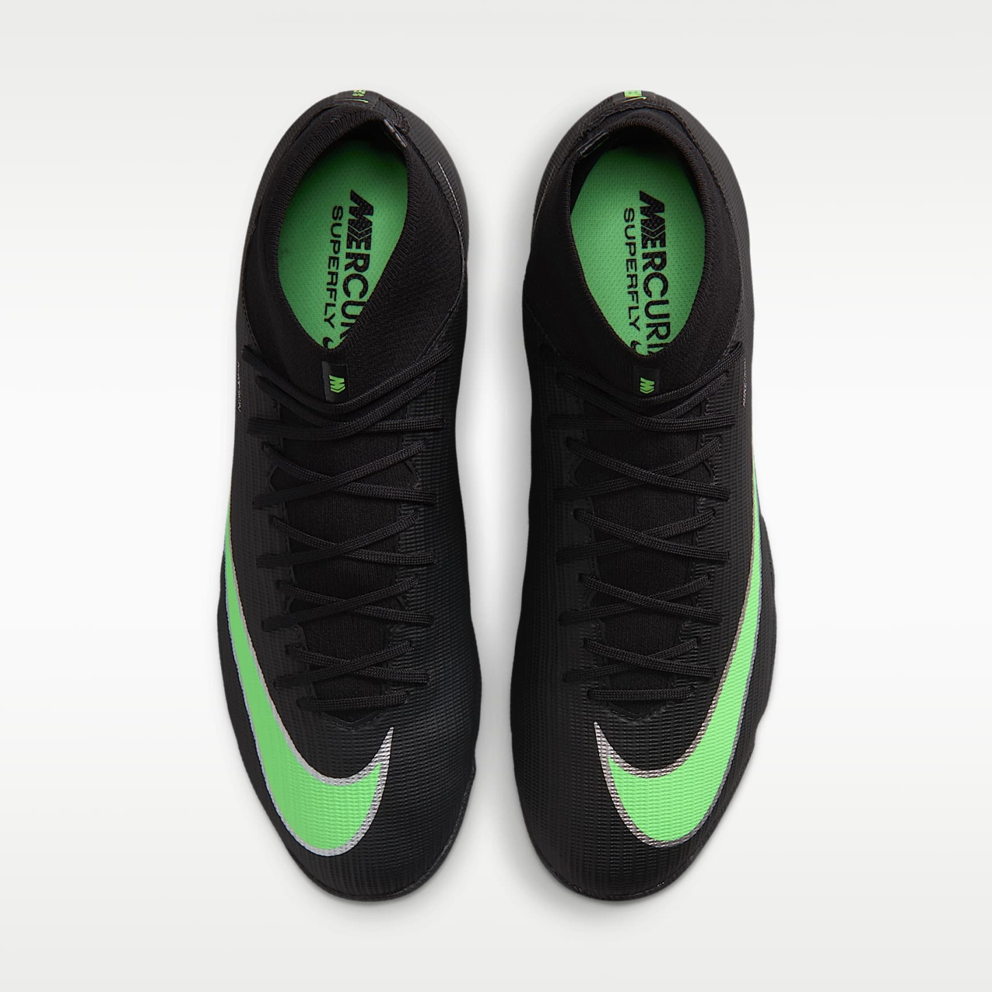 Nike Mercurial Superfly 11 Academy High-Top-Fußballschuh für Turf – Schwarz/Schwarz/Illusion Green