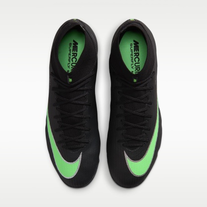 Nike Mercurial Superfly 11 Academy High-Top-Fußballschuh für Turf – Schwarz/Schwarz/Illusion Green