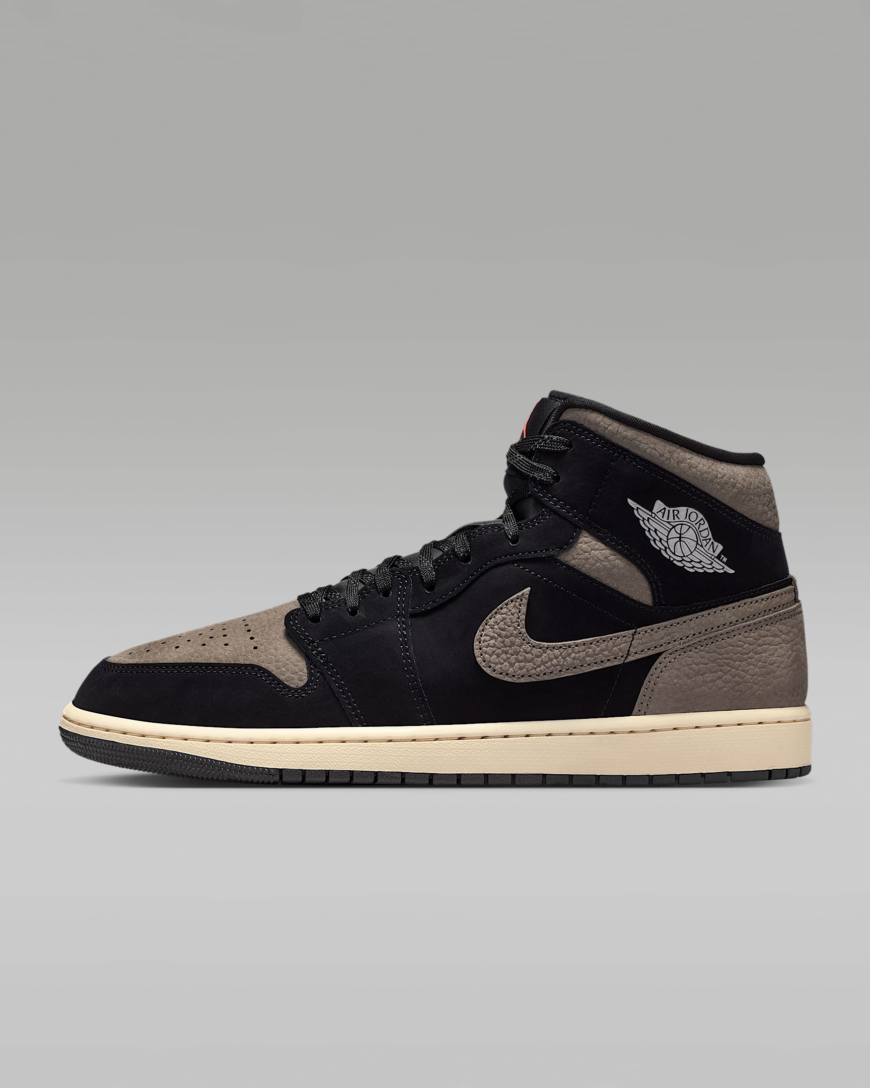 Air Jordan 1 Mid SE Schuh (Herren) – Schwarz/Light Wild Mango/Olive Grey