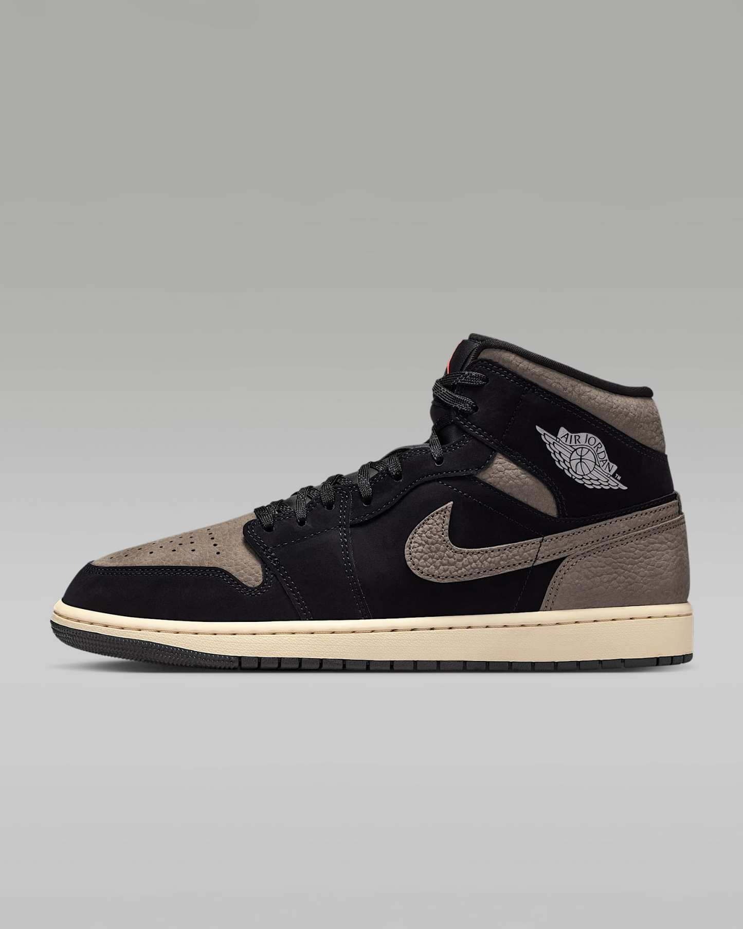 Air Jordan 1 Mid SE Schuh (Herren) – Schwarz/Light Wild Mango/Olive Grey