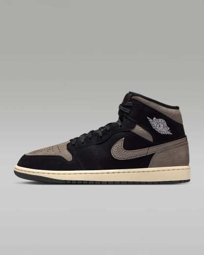 Air Jordan 1 Mid SE Schuh (Herren) – Schwarz/Light Wild Mango/Olive Grey