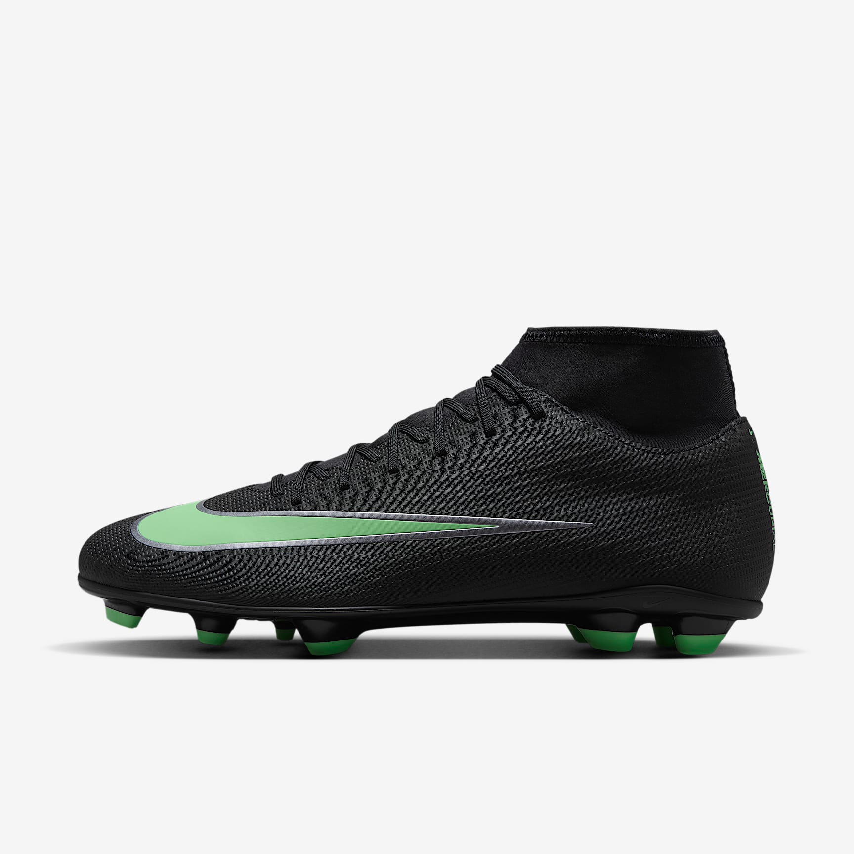 Nike Mercurial Superfly 11 Club High-Top-Fußballschuh für verschiedene Böden – Schwarz/Schwarz/Illusion Green