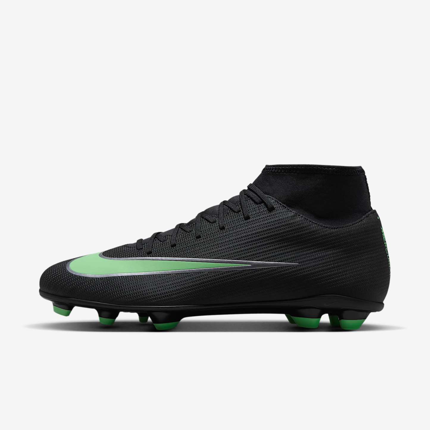 Nike Mercurial Superfly 11 Club High-Top-Fußballschuh für verschiedene Böden – Schwarz/Schwarz/Illusion Green