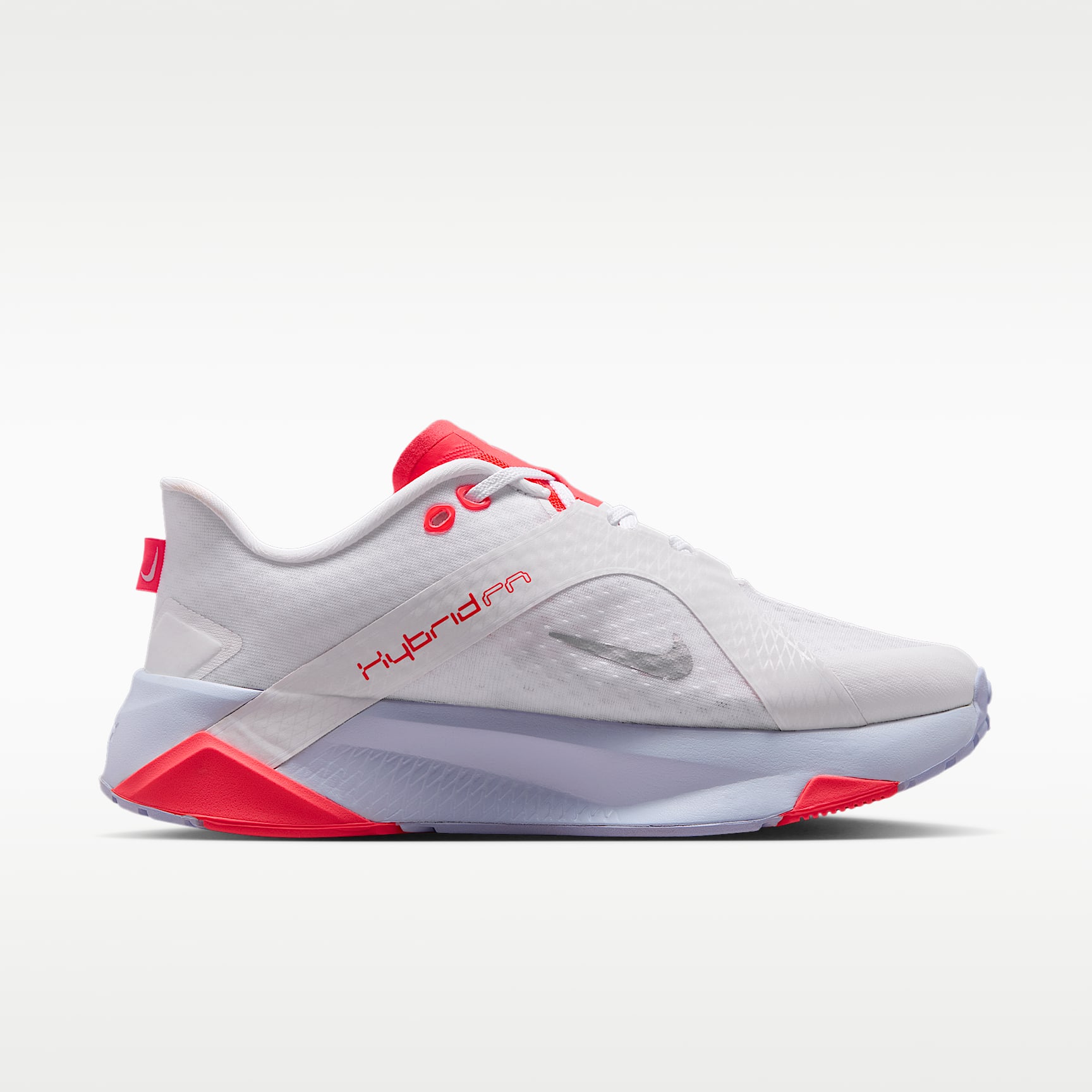 Nike Hybrid RN Trainingsschuh (Damen) – Weiß/Laser Crimson/Football Grey/Metallic Silver