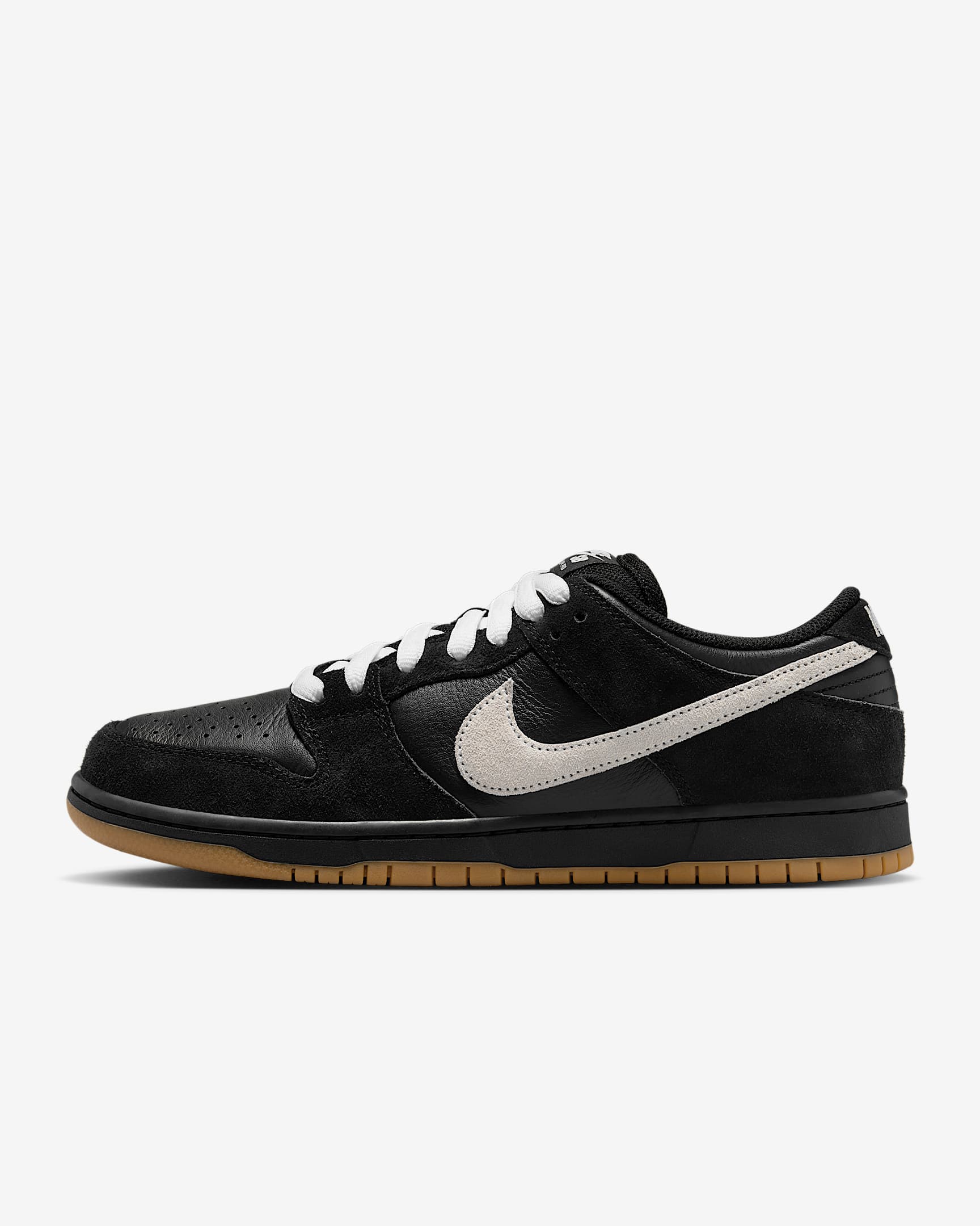 Nike SB Dunk Low Pro Skateboardschuh – Schwarz/Schwarz/Gum Light Brown/Weiß