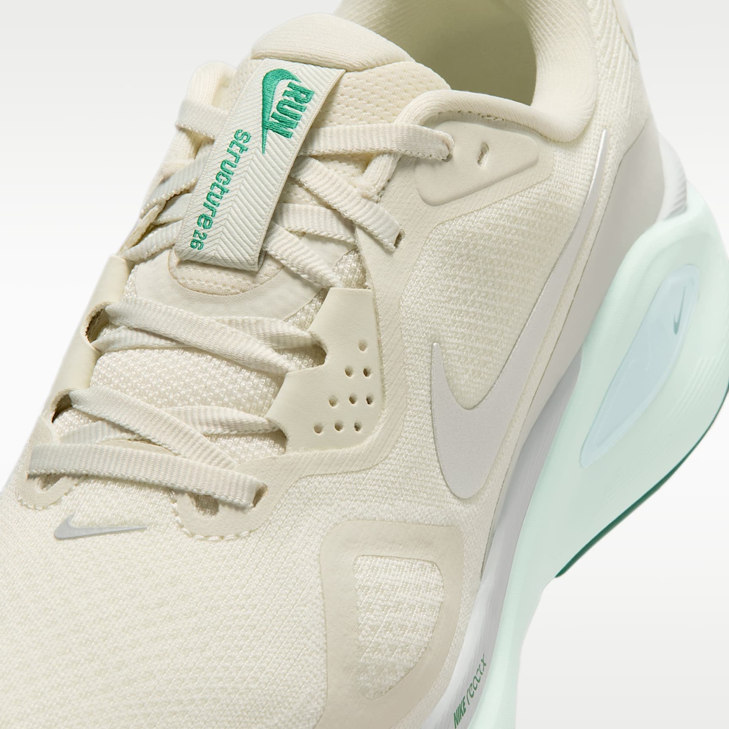 Nike Structure 26 Straßenlaufschuh (Damen) – Sea Glass/Light Silver/Barely Green/Metallic Silver