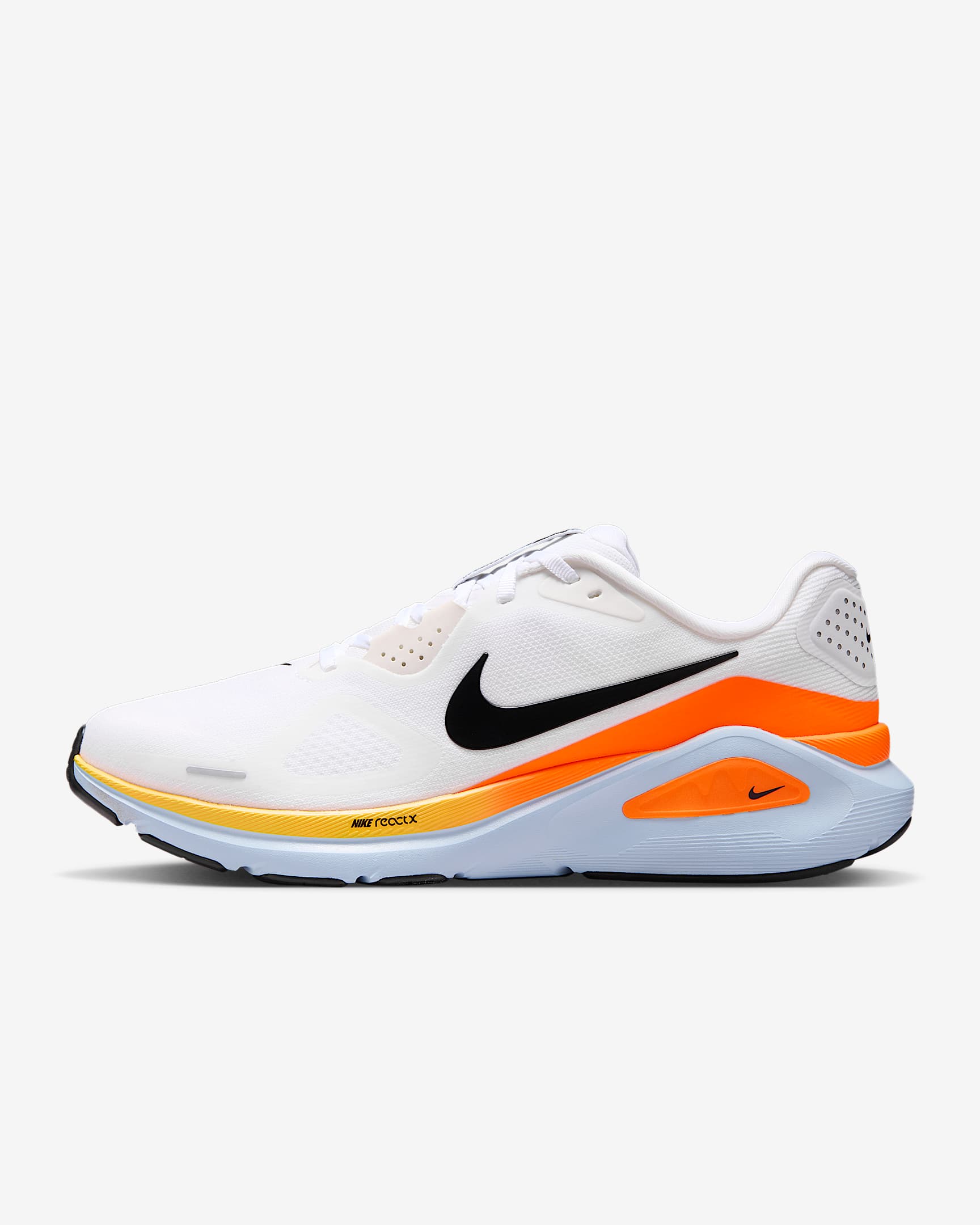 Nike Structure 26 Straßenlaufschuh (Herren) – Weiß/Hydrogen Blue/Total Orange/Schwarz