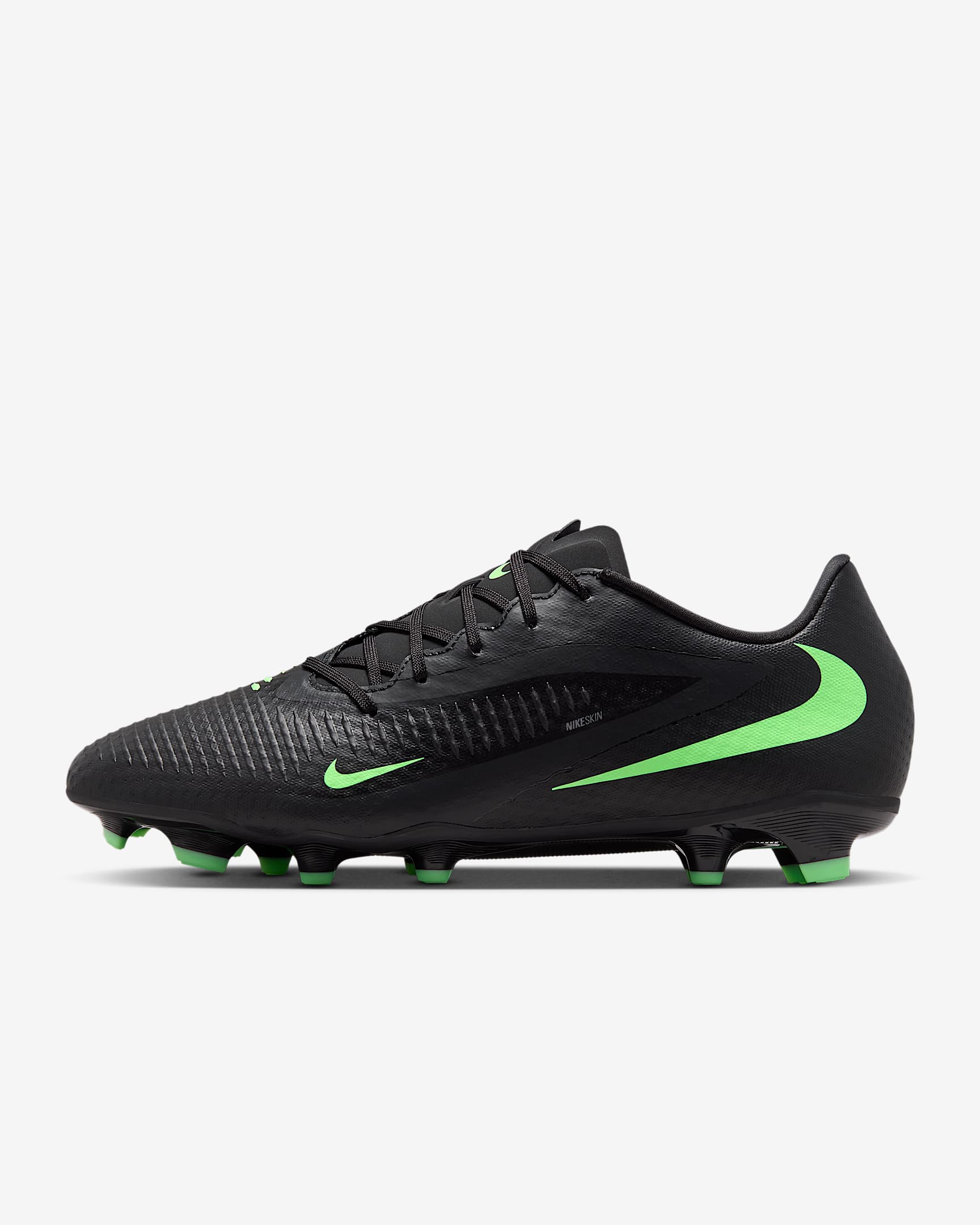 Nike Phantom 6 Low Academy Fußballschuh für verschiedene Böden – Schwarz/Schwarz/Illusion Green