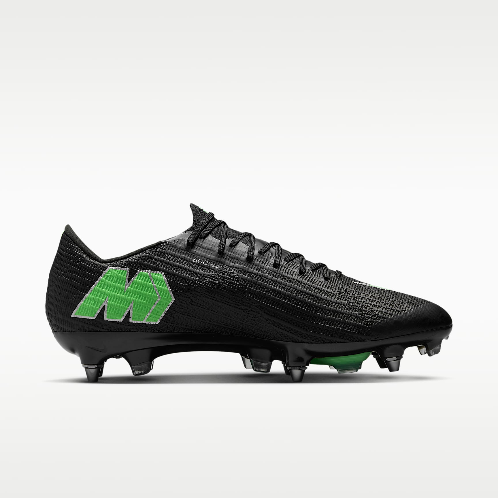Nike Mercurial Superfly 11 Elite Low-Top-Fußballschuh für weichen Rasen – Schwarz/Schwarz/Illusion Green