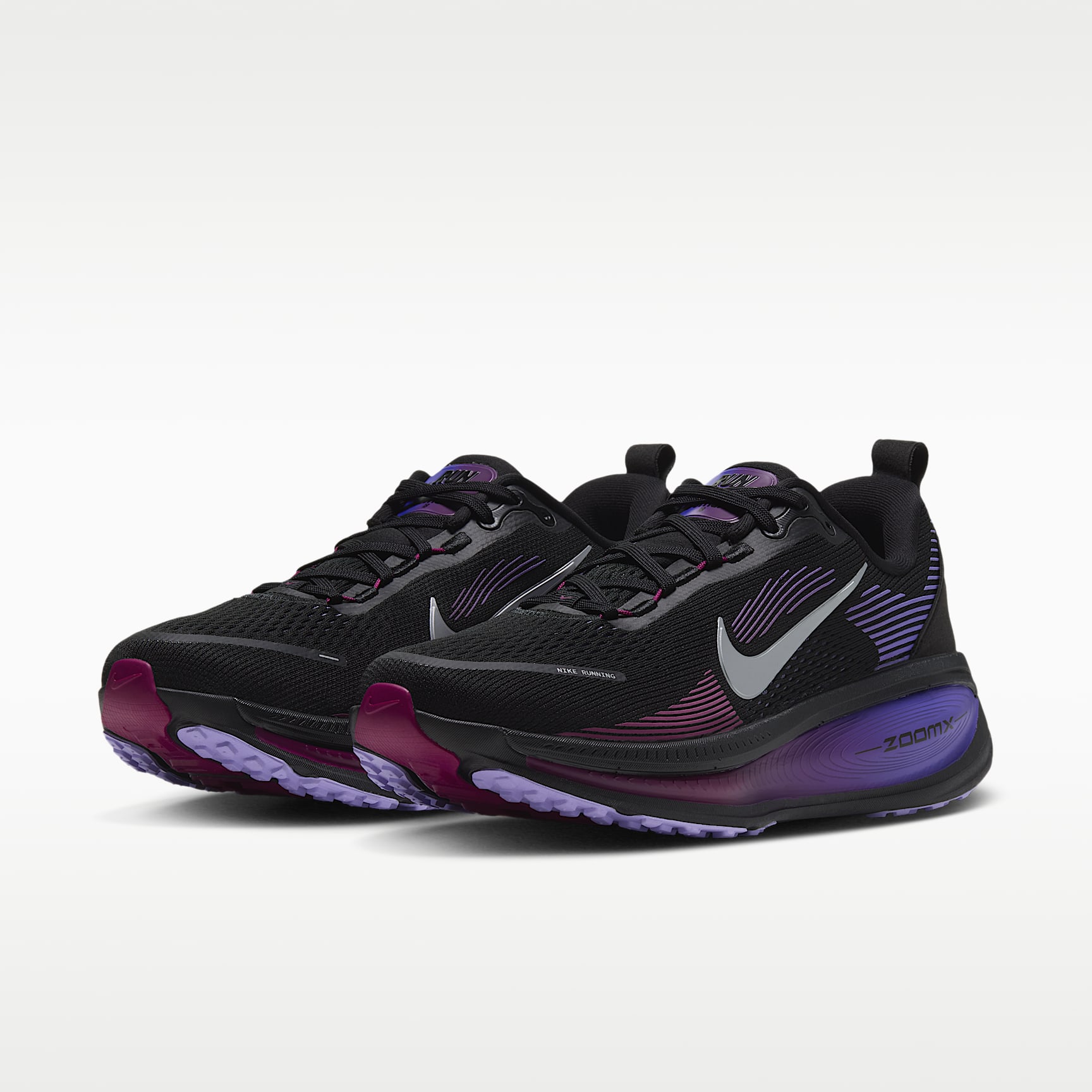 Nike Vomero 18 Straßenlaufschuh (Damen) – Schwarz/Persian Violet/True Berry/Metallic Silver