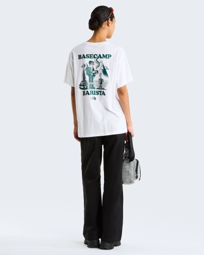 Unisex Basecamp Barista Graphic T-Shirt mit lockerer Passform – TNF White-Pacific Teal