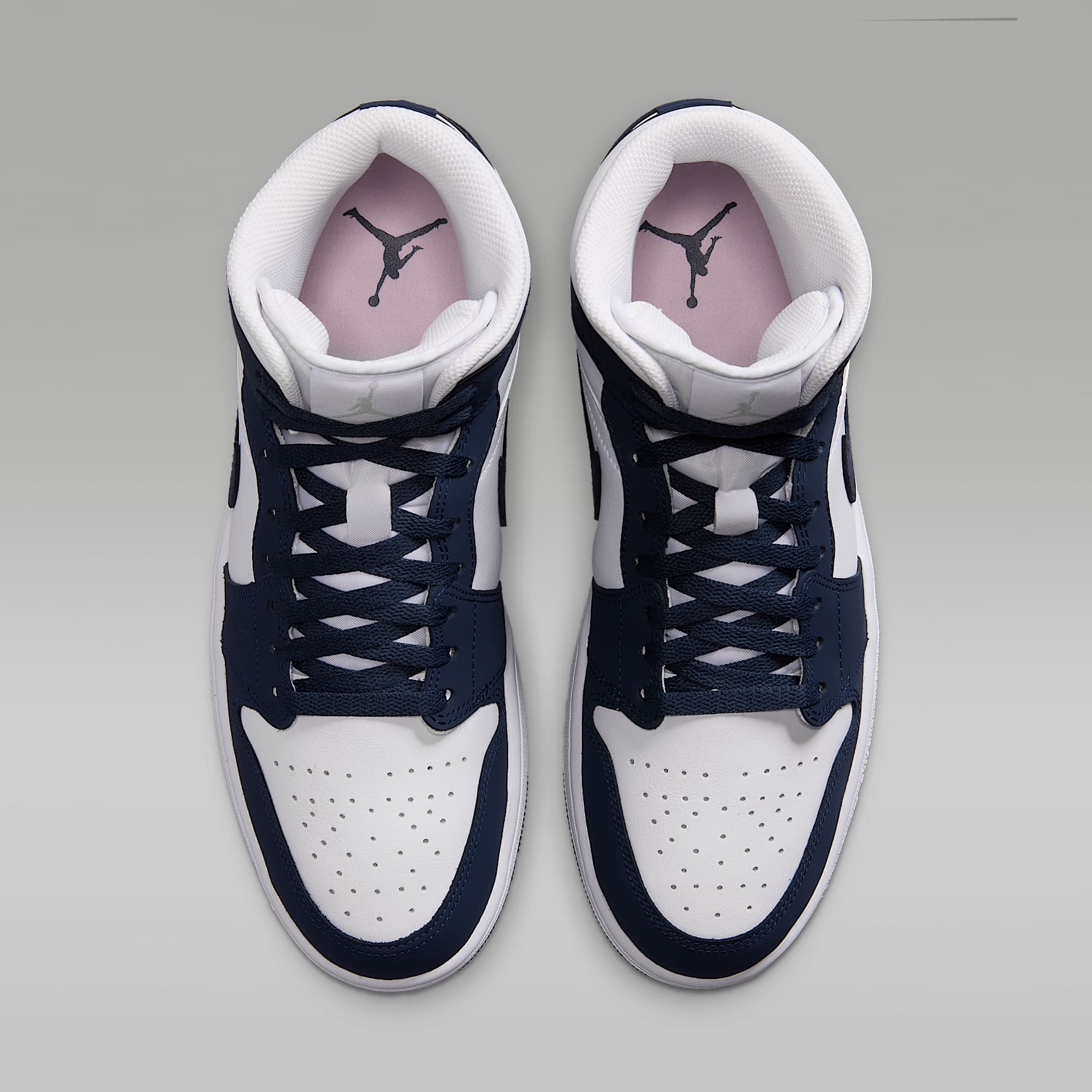 Air Jordan 1 Mid Schuh (Herren) – Obsidian/Weiß/Grey Fog/Obsidian