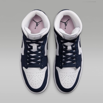 Air Jordan 1 Mid Schuh (Herren) – Obsidian/Weiß/Grey Fog/Obsidian