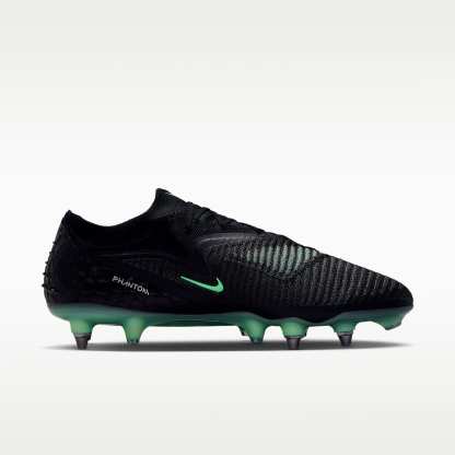 Nike Phantom 6 Low Elite Fußballschuh für weichen Rasen – Schwarz/Schwarz/Illusion Green