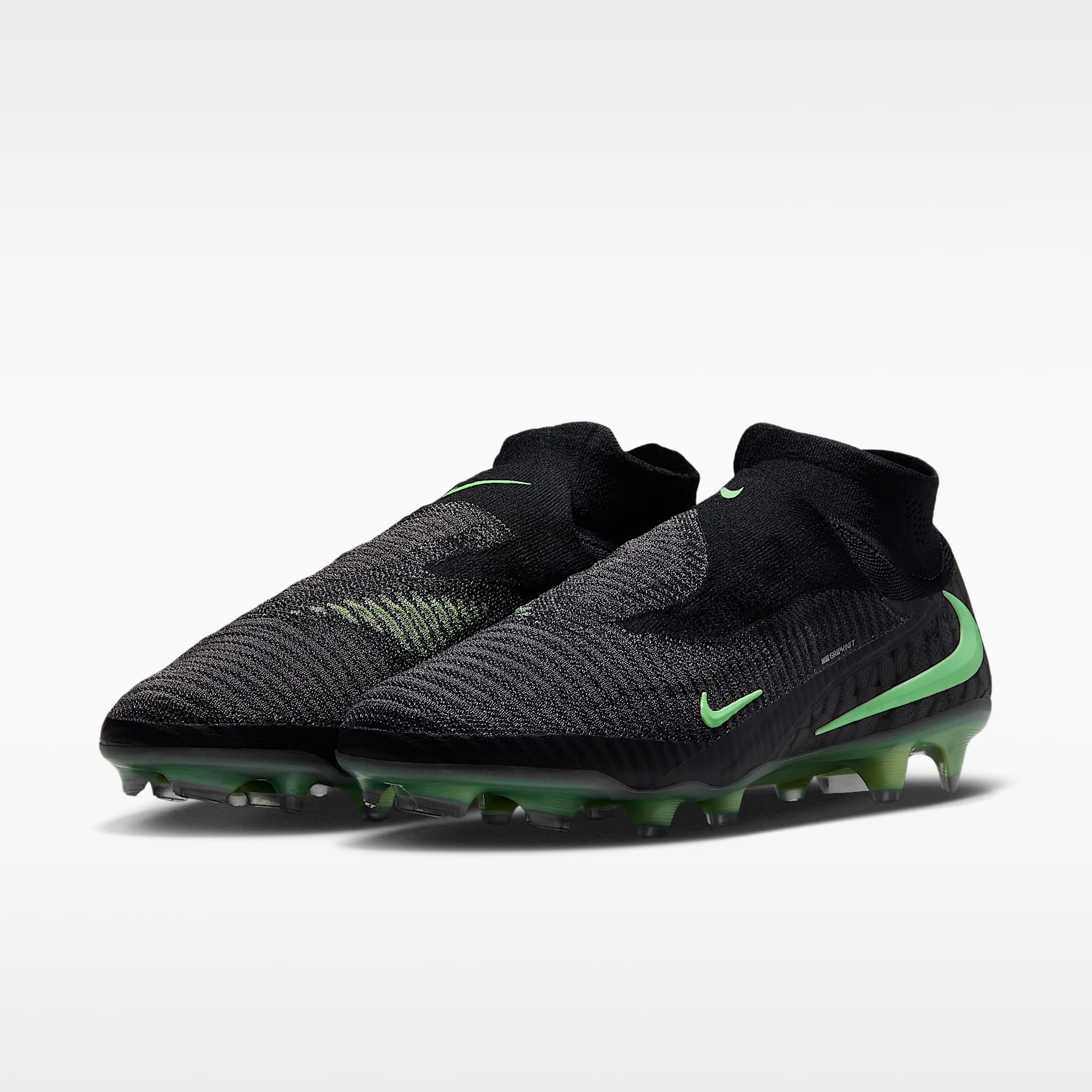 Nike Phantom 6 High Elite Fußballschuh für normalen Rasen – Schwarz/Schwarz/Illusion Green