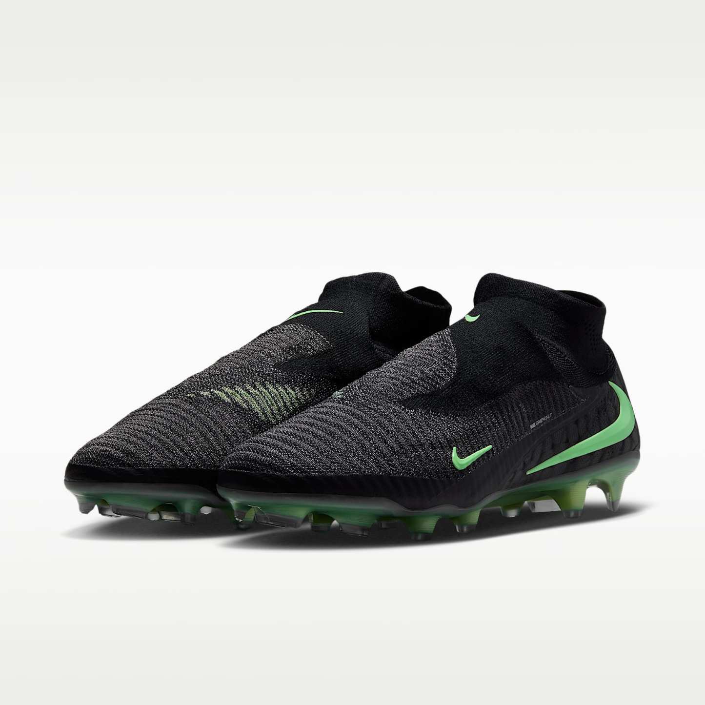 Nike Phantom 6 High Elite Fußballschuh für normalen Rasen – Schwarz/Schwarz/Illusion Green