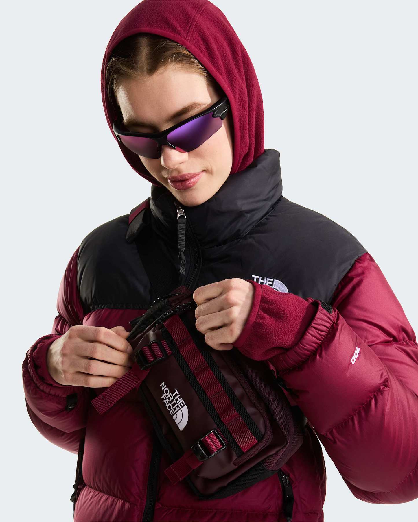 1996 Retro Nuptse Jacke für Damen – Burgundy Crush-TNF Black