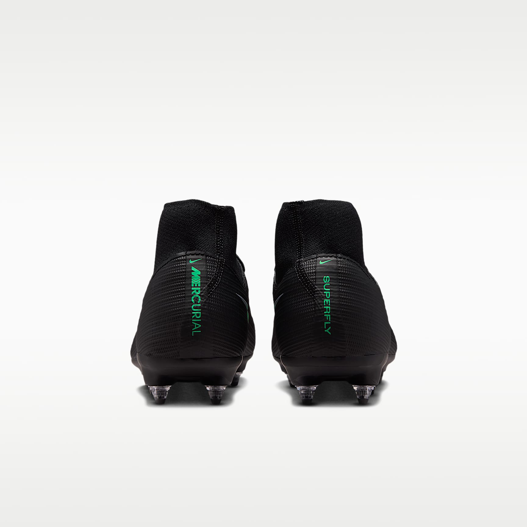Nike Mercurial Superfly 11 Academy High-Top-Fußballschuh für weichen Rasen – Schwarz/Schwarz/Illusion Green
