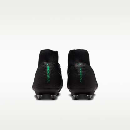 Nike Mercurial Superfly 11 Academy High-Top-Fußballschuh für weichen Rasen – Schwarz/Schwarz/Illusion Green