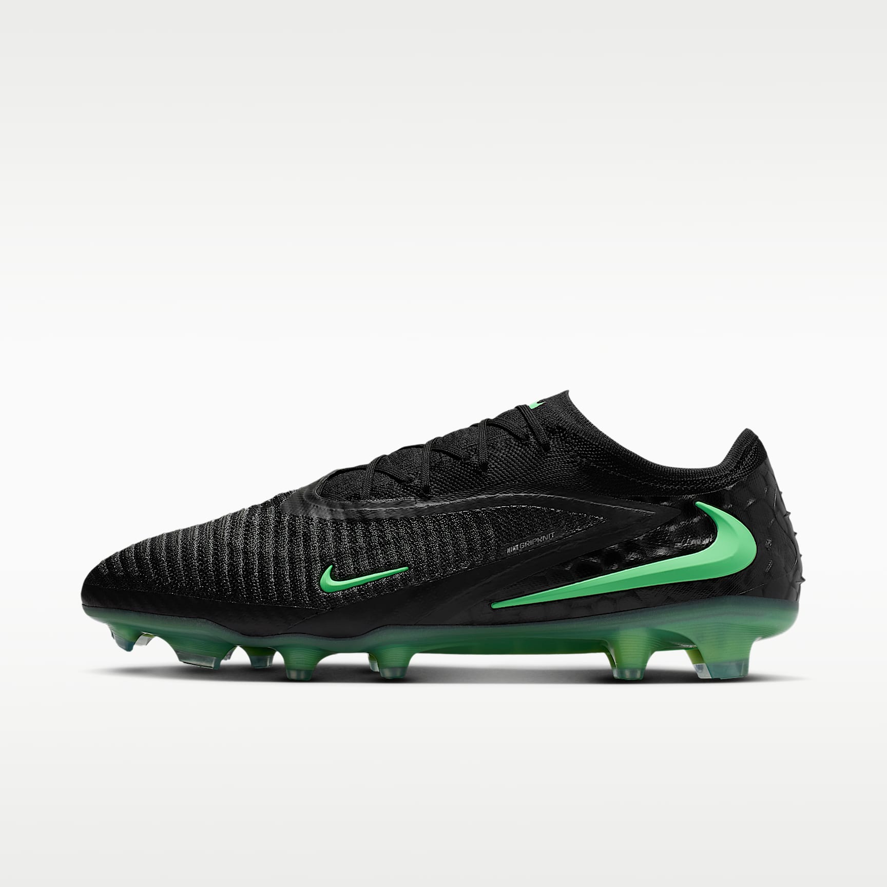 Nike Phantom 6 Low Elite Fußballschuh für normalen Rasen – Schwarz/Schwarz/Illusion Green